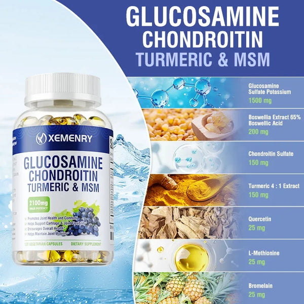 Glucosamine Chondroitin - Joint Support Supplement To Reduce Inflammation, Relieve Knee Pain and Improve Joint Mobility