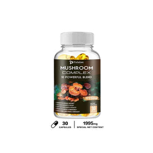 Mushroom Complex Capsules - Cordyceps Reishi, Immunity, Stress, Energy, Mental Clarity and Focus Support - Brain Supplement