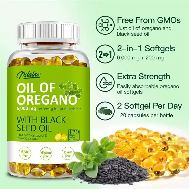 Oregano Oil Softgels - Oregano, Black Seed Oil,