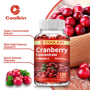 Cranberry - Supports Urinary System Health Bladder Health Potent Antioxidant Rich Vita C Capsule Supplement - 120 Capsules