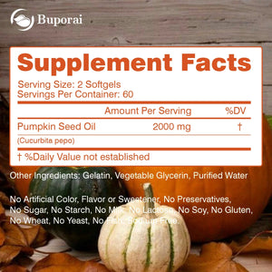 Pumpkin Seed Oil - Promotes Hair Growth, Urinary Tract and Prostate Health, Cardiovascular Support Supplement