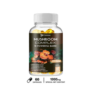 Mushroom Complex Capsules - Cordyceps Reishi, Immunity, Stress, Energy, Mental Clarity and Focus Support - Brain Supplement