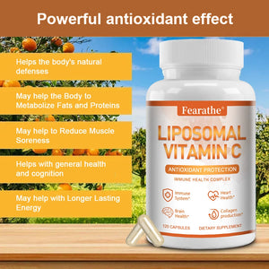 Liposomal Vitamin C Supplement - Highly Absorbed for Immune Support, Collagen Production, Heart, Brain Health and Antioxidants