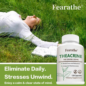 Teacrine 100 Mg, 120 Capsules - Brain Supplement for Stress Relief, Energy and Focus, Alertness