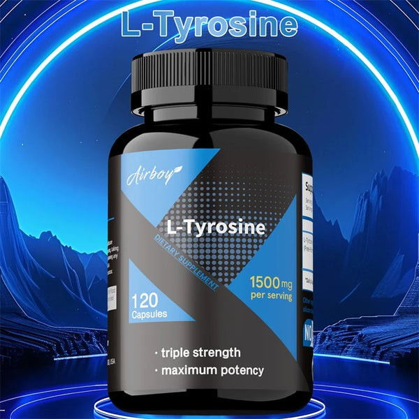 L-Tyrosine Supplement - Support Memory, Mental Clarty, Alertness, Brain Function, Boosts Energy, Immunity - Vegetarian Capsules
