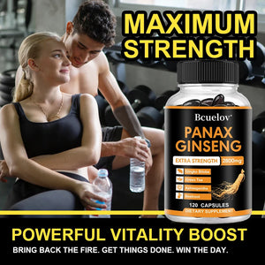 Ginseng Root + Ginkgo Biloba Supplement - Helps Improve Muscle Strength, Relieve Fatigue, Increase Energy, Focus and Vitality