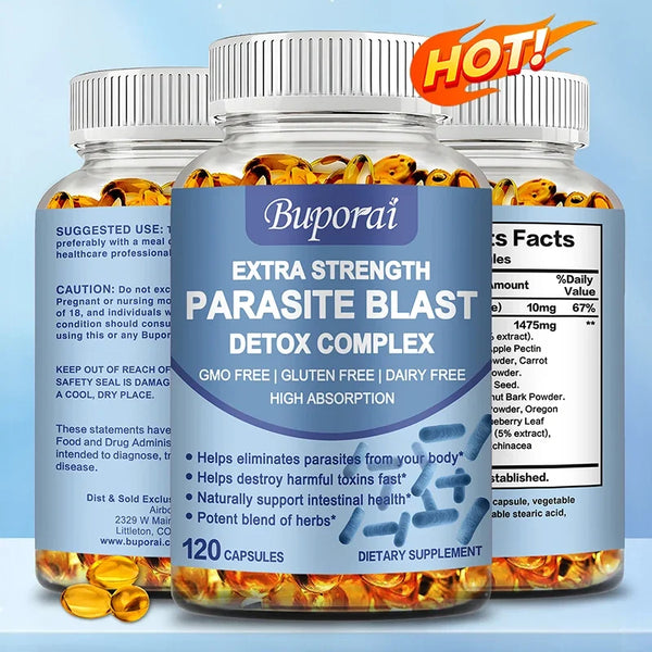 Parasite Blast Detox Complex - Gut Health Supplement, Digestive Health, Intestinal Cleansing and Detoxification, Bloating & Gas