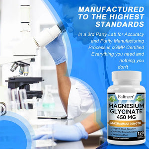 Magnesium Glycinate Supplement 450mg, Helps with Muscle, Nerve Health, Nutritional Absorption and Sleep Quality