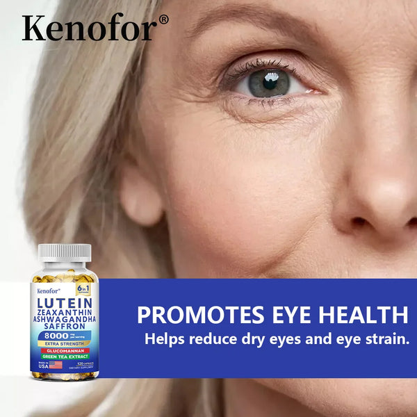 Lutein and Zeaxanthin Supplement - Essential Eye Vitamins for Adults Eye Health, with Glucomannan, Ashwagandha