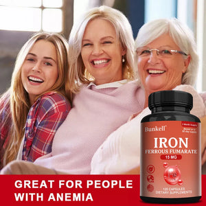 Iron Supplement - Boost Energy, Improve Concentration, Enhance Immune Function, Reduce Fatigue, Help Hemoglobin Balance, Non-GMO