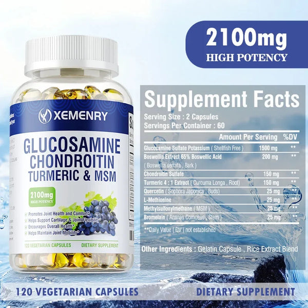 Glucosamine Chondroitin - Joint Support Supplement To Reduce Inflammation, Relieve Knee Pain and Improve Joint Mobility