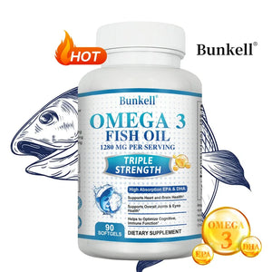 Omega 3 Fish Oil, Triple Strength Fish Oil Supplement | Burpless Fish Oil for Heart, Brain & Immune Health