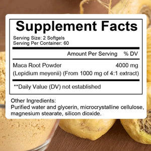 Black Maca Root, Natural Energy Supplement, Helps Relieve Fatigue, Boosts Energy, Improves Blood Sugar, 120 Veggie Capsules