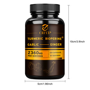 4-in-1 Turmeric Ginger Supplement - with Garlic Curcumin Black Pepper