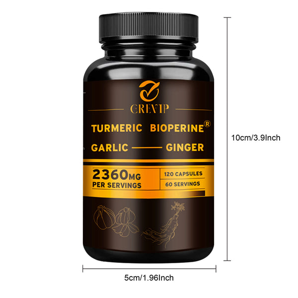4-in-1 Turmeric Ginger Supplement - with Garlic Curcumin Black Pepper