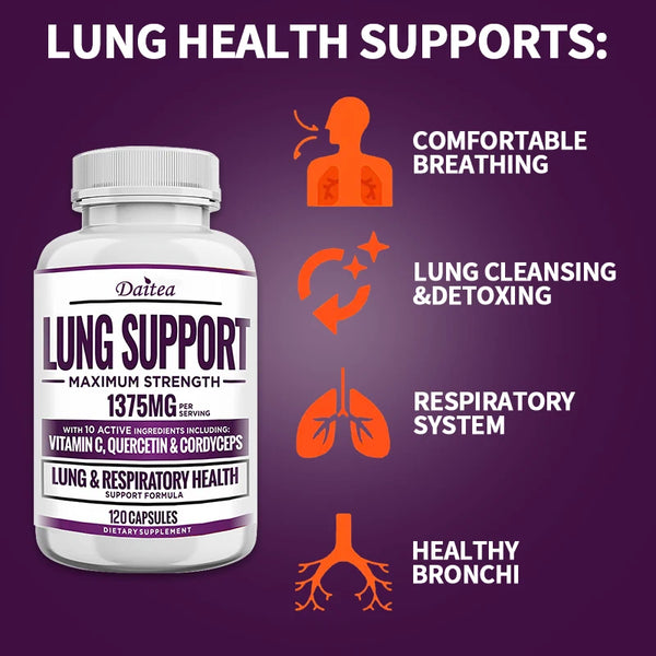 Lung Support Supplements - Detoxify The Lungs, Promote Oxygen Circulation, Support The Bronchial and Respiratory System