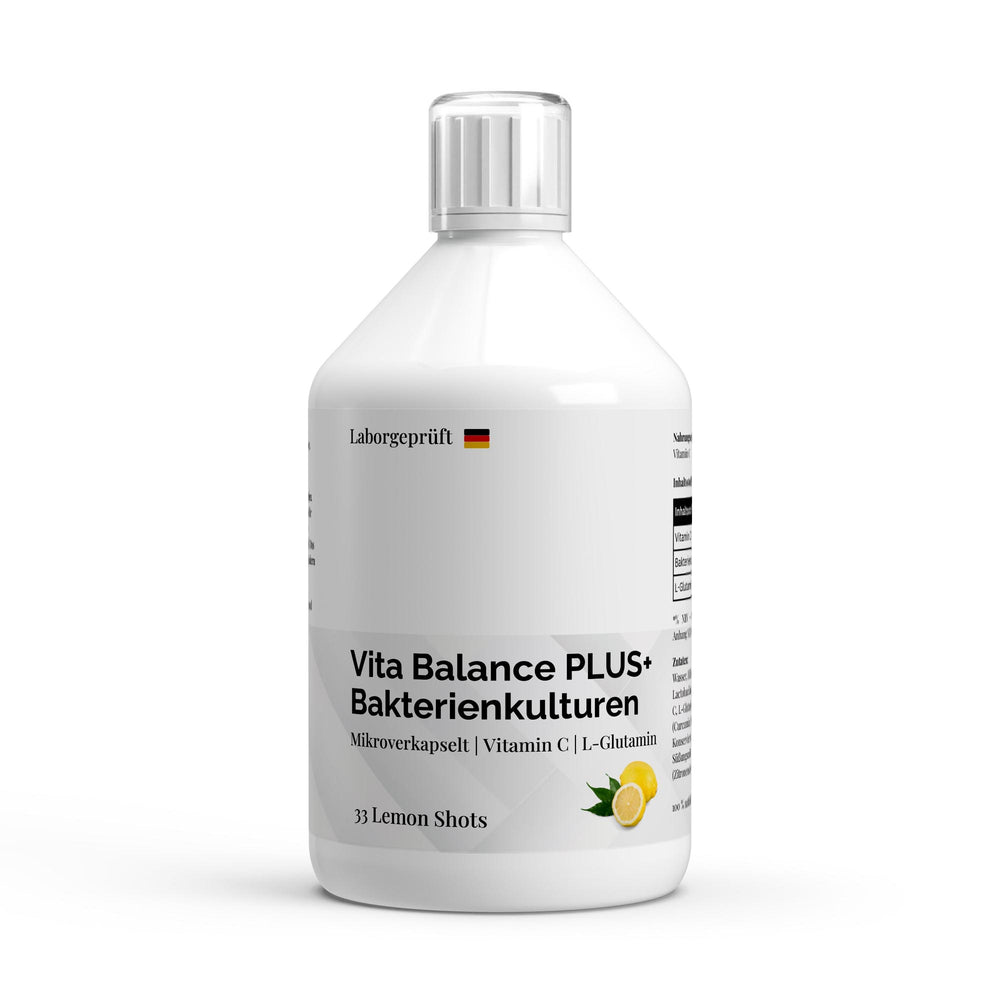 Vita Balance PLUS+ Bacterial Cultures - 33 Vegan Lemon Shots - 500ml