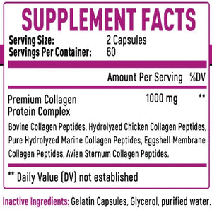 Hydrolyzed Collagen Capsules - Skin, Joints, Hair, Nails Health Support, Women's Antioxidant Nutritional Supplement
