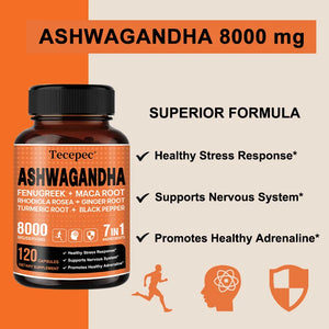 Organic Ashwagandha Extract Supplement - Supports Healthy Brain and Nervous System Function, Sleep, Mood, Balanced Energy Levels