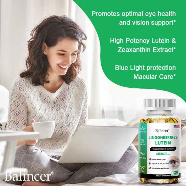 Balincer Lutein Capsules with Zeaxanthin, Vitamins, Dietary Supplement for Eye Health Support