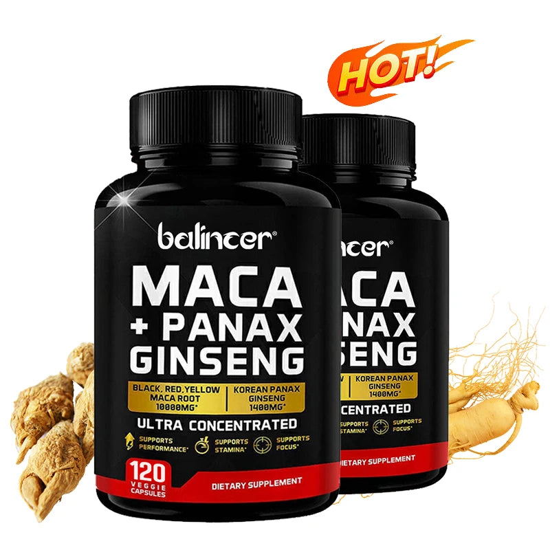 Maca Root (Black, Red, Yellow) 10,000 mg, Male Enhancement Supplement, Supports Increased Male Energy, 120 Capsules