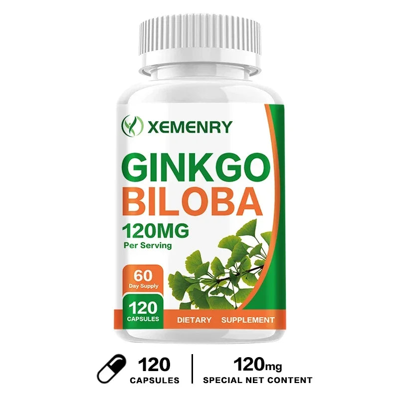 Ginkgo Biloba Capsules - Brain Supplement, Brain Function, To Enhance Memory and Concentration