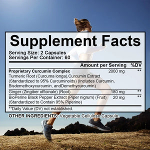 Turmeric supplements – Contains black pepper and ginger -- bone and joint health