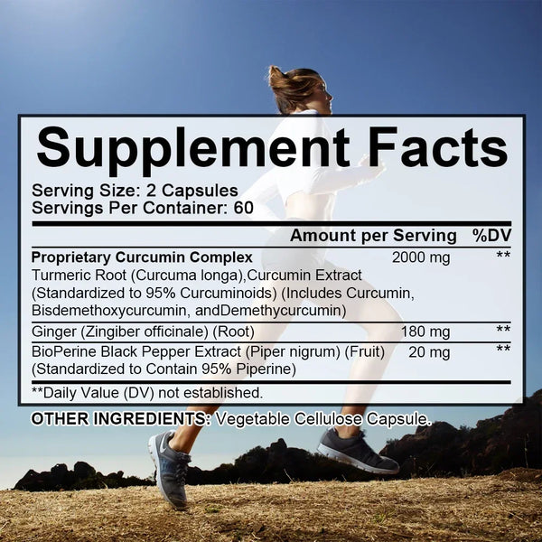 Turmeric supplements – Contains black pepper and ginger -- bone and joint health