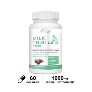 Milk Thistle Capsules 1000mg - with Dandelion Root - Liver Detox and Cleanse, Promotes Skin and Digestive Health Supplement