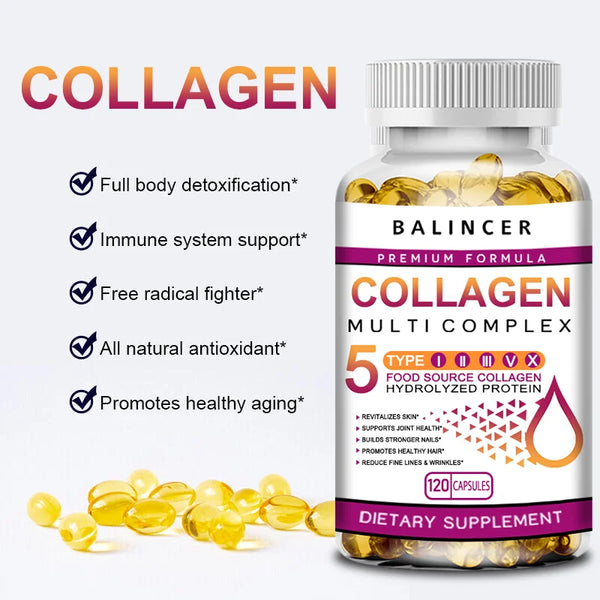 Hydrolyzed Collagen Capsules - Skin, Joints, Hair, Nails Health Support, Women's Antioxidant Nutritional Supplement