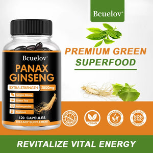 Ginseng Root + Ginkgo Biloba Supplement - Helps Improve Muscle Strength, Relieve Fatigue, Increase Energy, Focus and Vitality