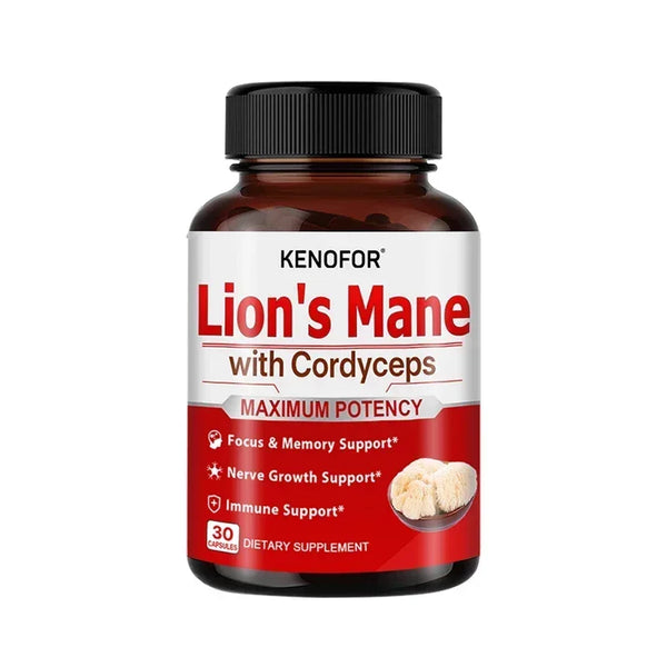 Lion's Mane Mushroom Extract Supplement for Mood and Sleep Health, Support Immune Health,Non-GMO, Gluten-free, Vegan Capsules
