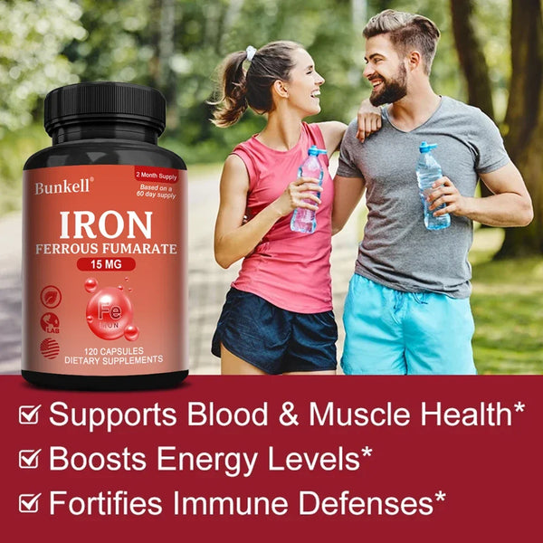 Iron Supplement - Boost Energy, Improve Concentration, Enhance Immune Function, Reduce Fatigue, Help Hemoglobin Balance, Non-GMO