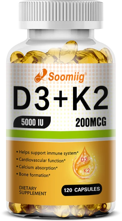 Vitamin K2, D3 Supplement To Help Support The Immune System and Improve The Body's Absorption of Calcium 120 Capsules