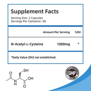 N-Acetylcysteine - Supports Respiratory Health and Immune Function, Promotes Liver and Kidney Detoxification Supplement