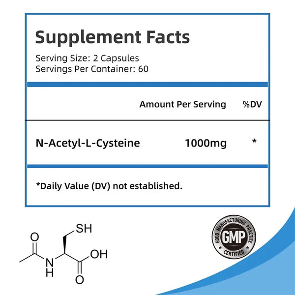 N-Acetylcysteine - Supports Respiratory Health and Immune Function, Promotes Liver and Kidney Detoxification Supplement