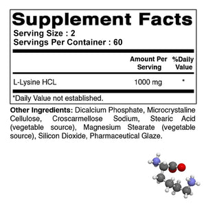 L -lysine Capsules - Amino Acid Immune Support Supplement - Vegetarian, Non Gmo, and Gluten Free Formula