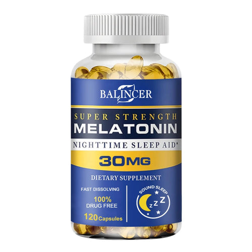 Balincer Melatonin Nighttime Sleep Aid 30 Mg - Supports Relaxation, Stress Relief and Healthy Sleep, Non-GMO, Dietary Supplement