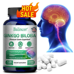 Balincer Ginkgo Leaf Extract Supplement - For Brain, Memory Health - Adult Nootropic Focus Supplement | Non-GMO