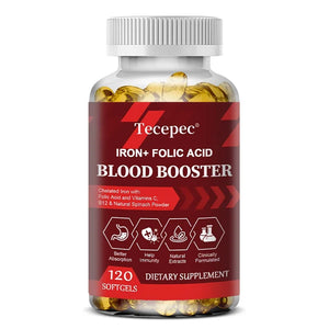 Iron + Folic Acid Supplement, with Vitamin C, B12 & Zinc, Blood Strengthener, Circulation Support Immune Support