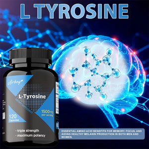 L-Tyrosine Supplement - Support Memory, Mental Clarty, Alertness, Brain Function, Boosts Energy, Immunity - Vegetarian Capsules