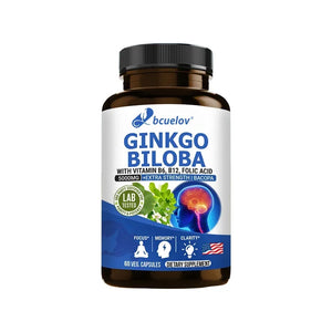 Ginkgo Biloba + 5000mg Supplement - Vitamin B6 B12 Folic Acid Bacopa Gotu Kola - Brain Focus Memory