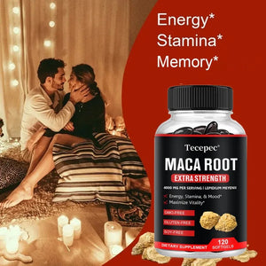 Black Maca Root, Natural Energy Supplement, Helps Relieve Fatigue, Boosts Energy, Improves Blood Sugar, 120 Veggie Capsules