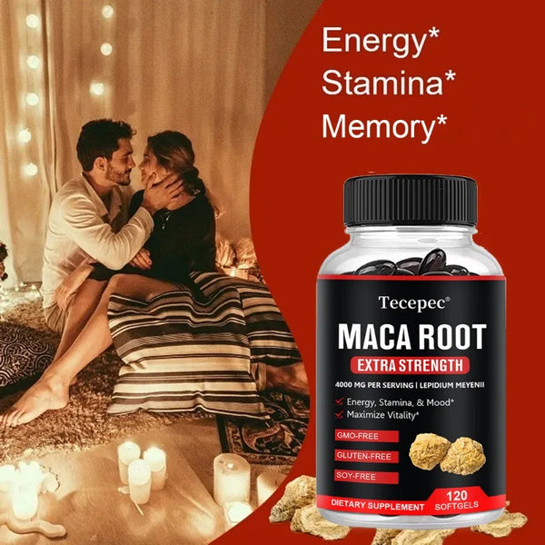 Black Maca Root, Natural Energy Supplement, Helps Relieve Fatigue, Boosts Energy, Improves Blood Sugar, 120 Veggie Capsules