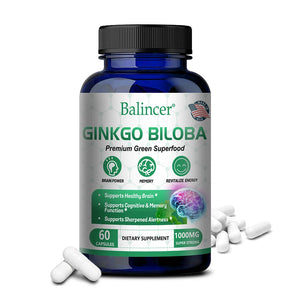 Balincer Ginkgo Leaf Extract Supplement - For Brain, Memory Health - Adult Nootropic Focus Supplement | Non-GMO