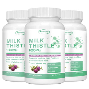 Milk Thistle Capsules 1000mg - with Dandelion Root - Liver Detox and Cleanse, Promotes Skin and Digestive Health Supplement