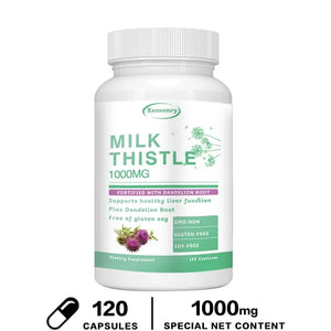 Milk Thistle Capsules 1000mg - with Dandelion Root - Liver Detox and Cleanse, Promotes Skin and Digestive Health Supplement