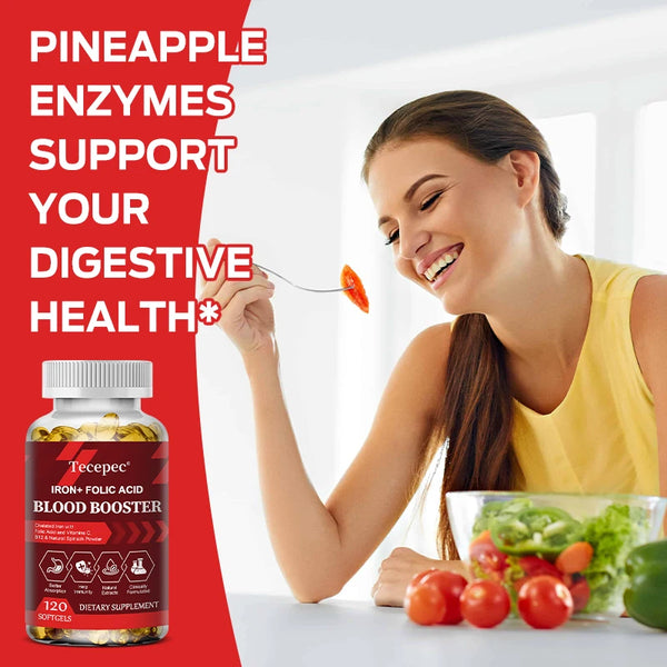 Iron + Folic Acid Supplement, with Vitamin C, B12 & Zinc, Blood Strengthener, Circulation Support Immune Support
