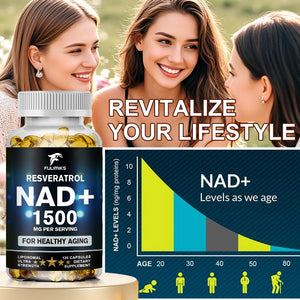 NAD+ and Resveratrol Supplement To Help Support Cell Regeneration, Natural Energy, Focus and Memory