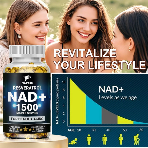 NAD+ and Resveratrol Supplement To Help Support Cell Regeneration, Natural Energy, Focus and Memory